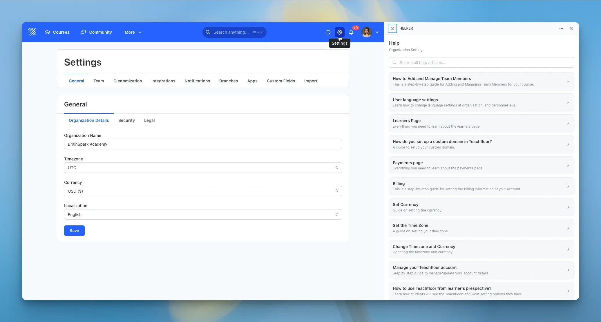 Teachfloor Helper app screenshot